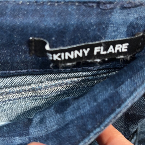 Jaded London High Rise Retro Floral Checkerboard Skinny Flare Jeans - Picture 6 of 9